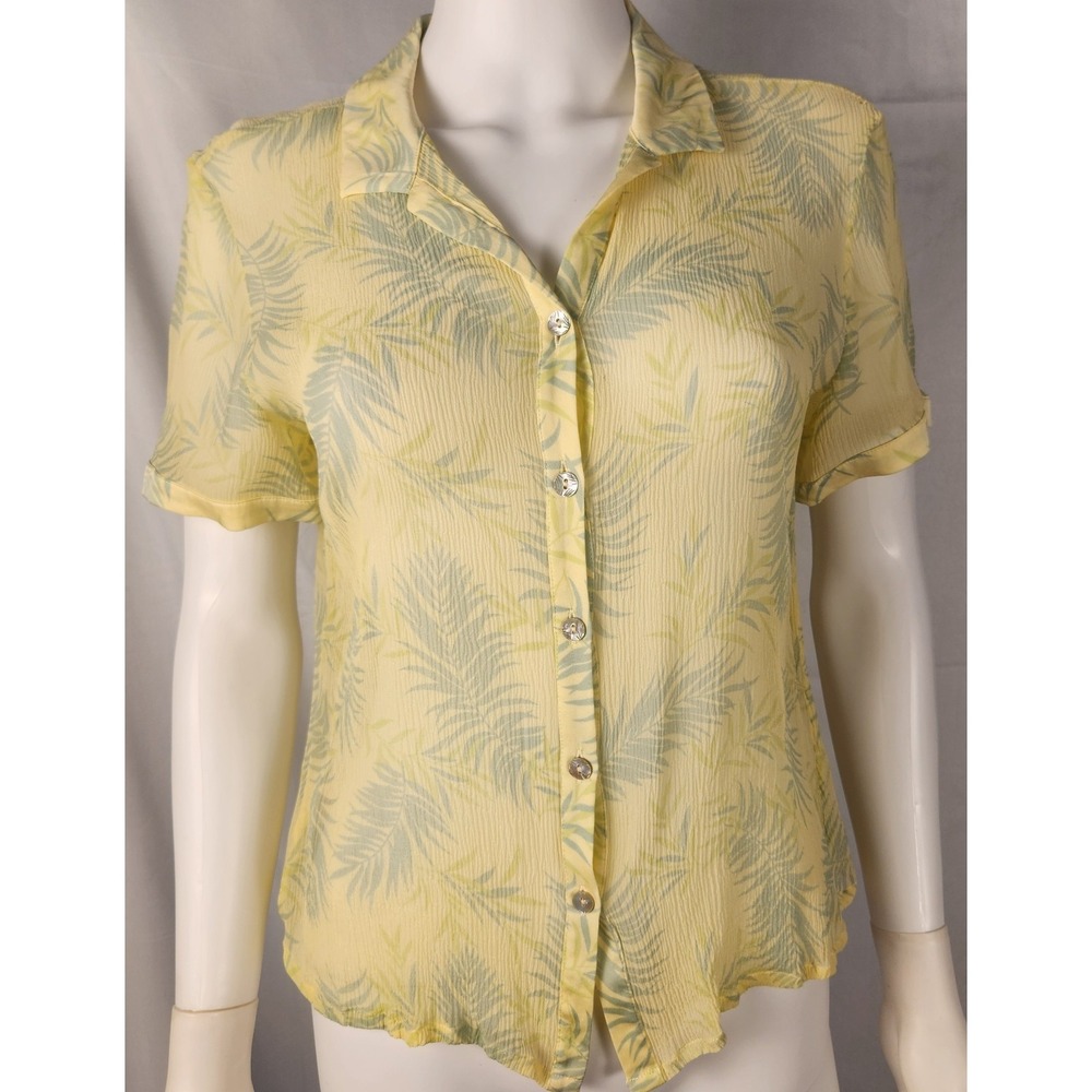 Tommy Bahama Silk Tropical Aloha Campshirt Button‑Up Women's M